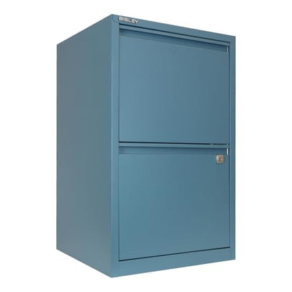 Bisley 2-Drawer Flush Front Vertical File Cabinet - Doulton Blue - color: Doulton Blue, size: 2 Drawer