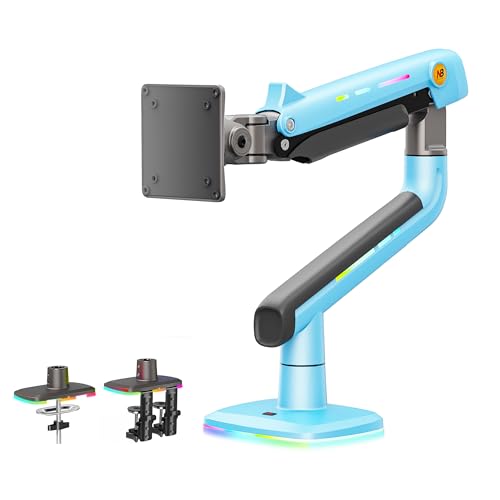 NB Gaming Monitor Arm or for 32 to 60 Inches Screen, Load up to 20 kg, VESA 75/100, RGB-Light, Heavy Duty, Multi Angle Adjustable, Premium Aluminum, Blue - color: Gulf Blue