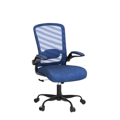 Ergonomic Office Chair w/Adjustable Lumbar, Flip Armrest, 135° Recline - color: Royal Blue