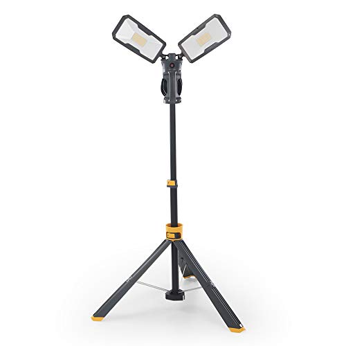 【Upgraded】LUTEC 6290Max 15000 Lumen 138W Dimmable LED Work Light with Telescoping Tripod, Adjustable Color Temperature Dual-Head Work Light with Stand and 8 Ft 3-Prong Power Cord - size: Max-15000LM