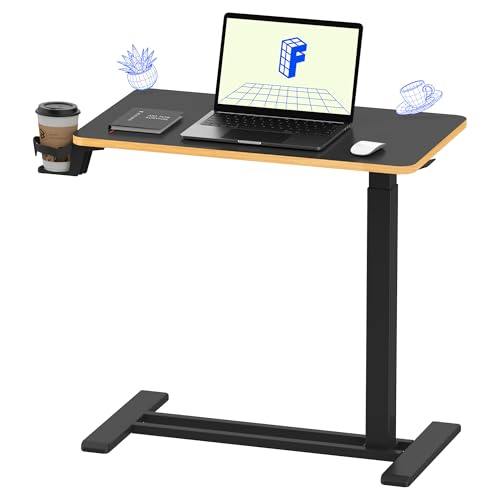 FLEXISPOT 28" Mobile Standing Desk Pneumatic Lift Computer Workstations | Computer workstation desk with hidden wheels,Laptop Rolling Cart for home office and small spaces.27.6"W x 15.7"D,Black Maple - color: Black+maple, size: 28x16