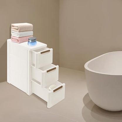 3 Drawers Narrow Storage Cabinet, 3 Tiers Slim Bathroom Storage Cabinet, 16.5" L X 7.5" W X 22.2" H Slim Rolling Cart for Living Room, Kitchen, Bathroom, Office - size: 3 Tiers