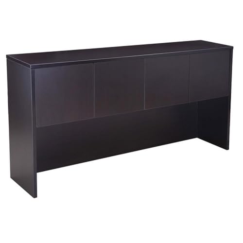 Scranton & Co 71" U-Shaped Curved Bow Desk Suite, Mocha Finish, Includes Hutch and File Storage Pedestal, Scratch-Resistant Laminate, Lockable Drawers, Modular Office Desk for Home or Workspace Use