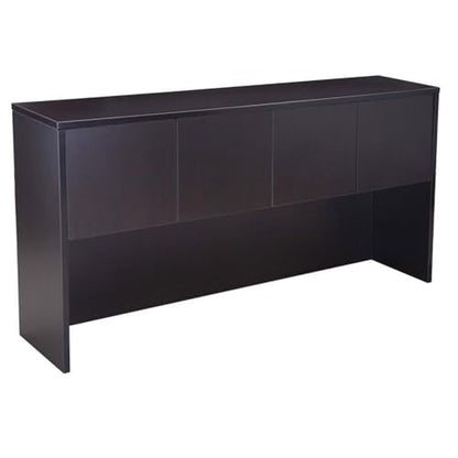 Scranton & Co 71" U-Shaped Curved Bow Desk Suite, Mocha Finish, Includes Hutch and File Storage Pedestal, Scratch-Resistant Laminate, Lockable Drawers, Modular Office Desk for Home or Workspace Use