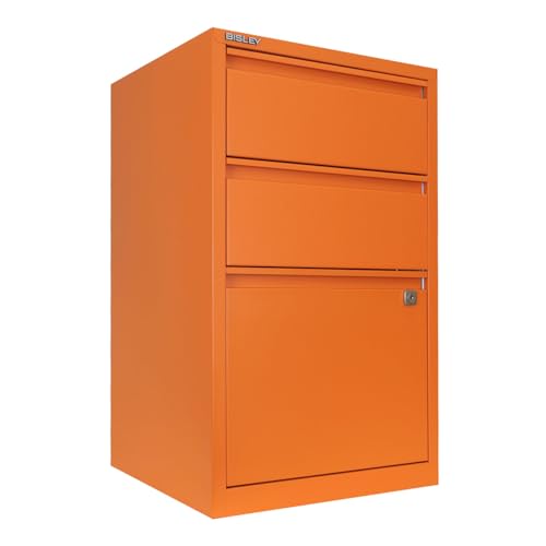 3-Drawer Flush Front Vertical File Cabinet - Orange, by Bisley - color: Bisley Orange, size: 3 Drawer