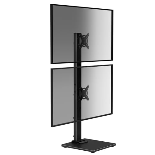 Suptek Dual Monitor Stand with Base for Two 13-36" Screen | Vertical Stack Screen, Free-Standing Monitor Riser, Swivel, Tilt, Height Adjustable - size: 13-36in(dual)