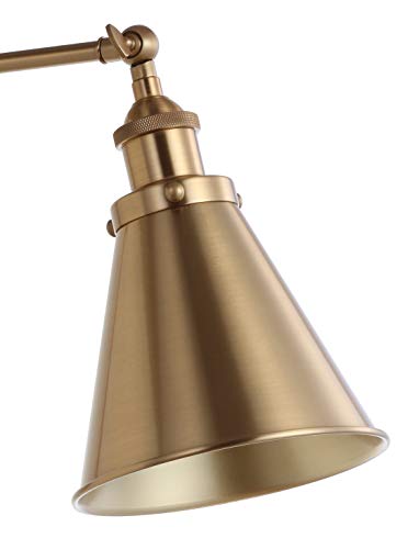 JONATHAN Y Rover 1-Light Wall Sconce 7", Brass Gold | Adjustable Arm, Hardwired Bedside Reading Swing Arm, Farmhouse Cone Shade, Metal Hardwired Indoor Fixture, LED Bulbs Included - color: Brass Gold, size: Set of 1