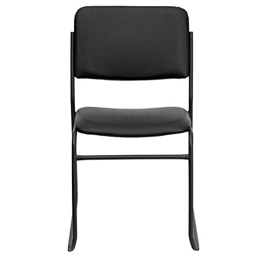 Flash Furniture 5 Pack HERCULES Series 500 lb. Capacity High Density Black Vinyl Stacking Chair with Sled Base | Sled Base, Vinyl Upholstery, 500 LBS. Weight Capacity - color: Black Vinyl/Black Frame, size: Set of 5