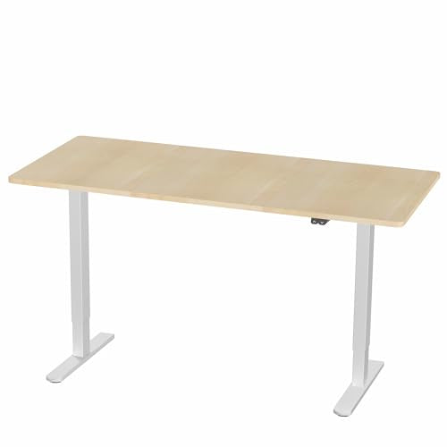 VIVO Light Wood 60 x 30 in Standing Desk, DESK-KIT-0W6C - color: Light Wood Top / White Frame, size: 60 x 30 inch