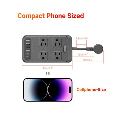 14-in-1 Short Extension Cord Non-Surge Protector for CruiseShip