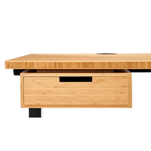 Bamboo Under Desk Drawer – Desktop Storage with 17 lb Capacity and Safety Stop Slide, Undermount Drawer and Standing Desk Accessories for Home Office (Bamboo) - color: Bamboo