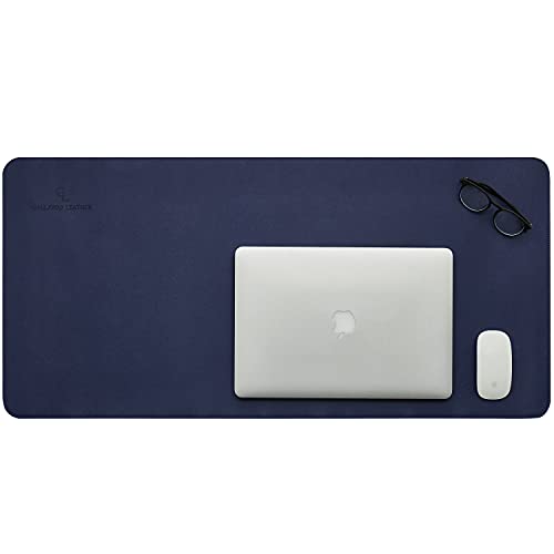 Gallaway Leather Desk Mat,Desk Writing Pad - Office Desk Pad, Large 36" x 17" Navy Blue, Desk Mats on Top of Desks, Gift Ready Elegant Computer Desk Mat Desk Cover Desk Pad Protector PU Leather - color: Navy Blue, size: Large