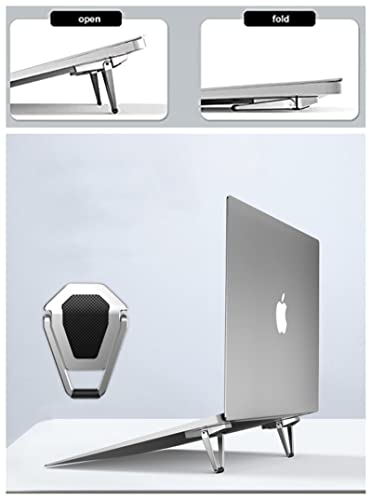 Portable Invisible Laptop Stand - 2PCS zinc Alloy Laptop mini Stand Heat Dissipation pad, Laptop Lifter Suitable for 12-20 inch Laptop - color: Silver