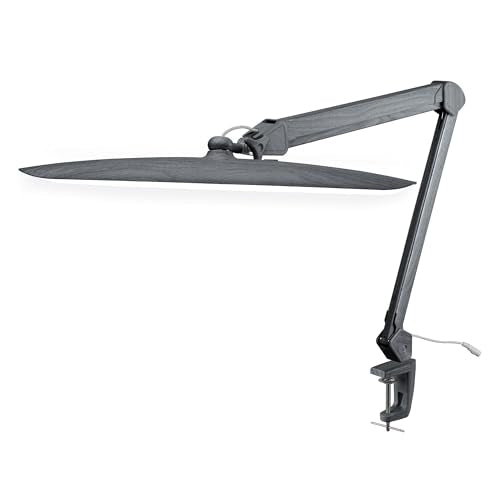 Neatfi XL 2200 Lumens 24W LED Desk Lamp – Shadow-Free Task Lighting | 4-Level Dimming | Home Office & Crafts Use | 20-Inch Wide Head (Gray Wood, Non-CCT with Clamp) - color: Gray Wood, size: Non-CCT with Clamp