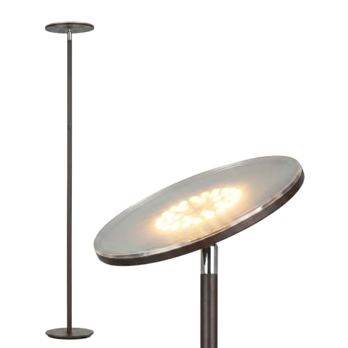 Brightech Sky Flux Dimmable LED Floor Lamp – Super Bright Floor Lamp with 3 Light Modes for Living Room, Office – Torchiere Standing Touch-Lamp, Tall Torch Lamp for Bedroom & Reading - Bronze - color: Bronze