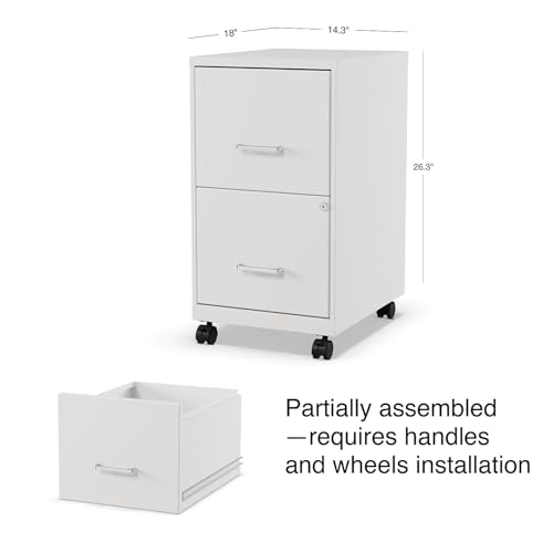Staples 2-Drawer Vertical File Cabinet, Letter Size, Lockable, White - color: White, style: 1 Pack