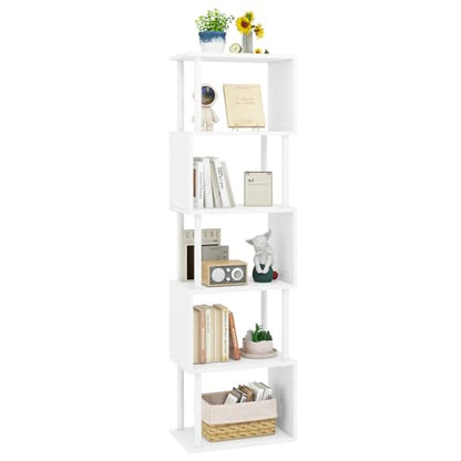 IBUYKE 6-Tier Tall Bookshelf,S-Shaped Geometric Bookcase,White WBC016W - color: White, size: 6 Tier