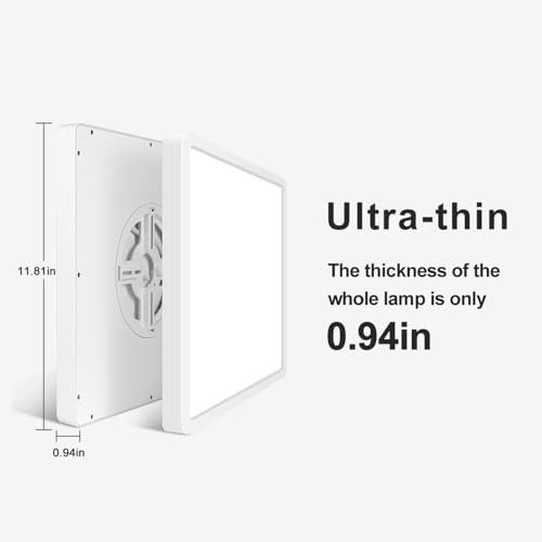 LED Flush Mount Ceiling Light Fixture, 4000K Neutral White, 12inch 24W, 3200LM, Slim Flat Panel Lighting Fixture, Square Modern Ceiling Lamp for Bedroom, Kitchen, Living Room, Closet, Stairwell - color: Neutral White, size: Square-White