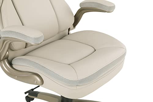 Office Star ECH Series Executive Bonded Leather Office Chair with Lumbar Support and Padded Height Adjustable Arms, Taupe with Cocoa Coated Nylon Base - color: Taupe With Cocoa Coated Nylon Base