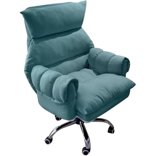 Executive Office Chair with Wheels, Swivel Computer Recliner, Padded Seat & Arms, Adjustable Height, Ergonomic Desk Chair for Home Office, Study & Conference,Lake Blue-with Footrest - color: Lake Blue, size: With Footrest