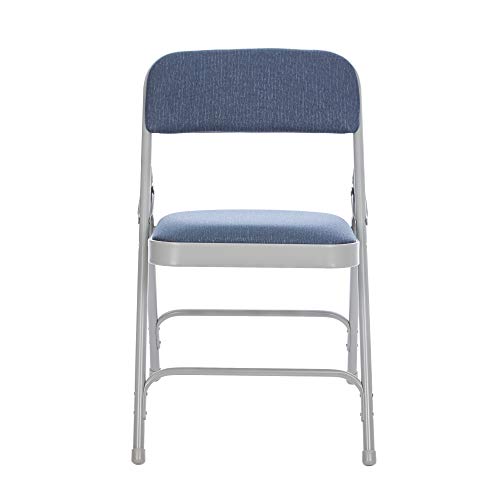 OEF Furnishings OEF2200 Series Heavy-Duty Premium Fabric Padded Upholstery Double-Hinged Folding Chairs (4-Pack, Imperial Blue/Gray) - color: Blue/Gray