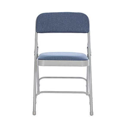 OEF Furnishings OEF2200 Series Heavy-Duty Premium Fabric Padded Upholstery Double-Hinged Folding Chairs (4-Pack, Imperial Blue/Gray) - color: Blue/Gray