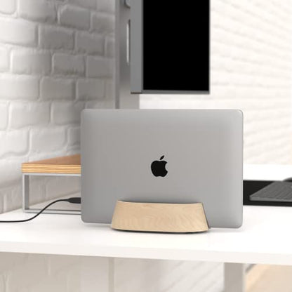 HumanCentric Vertical Laptop Stand in Maple Wood, Adjustable - color: Maple Wood