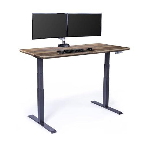 Vari Classic Electric Standing Desk – 60x30 – Reclaimed Wood/Slate - color: Reclaimed Wood / Slate Legs, size: 60 in x 30 in