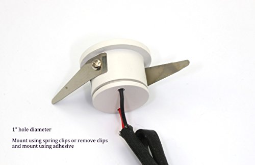 Micro Mini Down Light LED Fixture (90 to 240 VAC) - 1.25" Diameter - 1 Watt Natural White(4000K) LED Down Light for Home, Office, Cabinets, Utility or Task Lighting