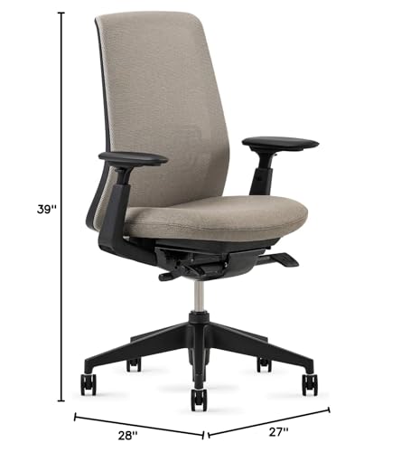 Haworth Soji Ergonomic Office Chair, Home Office Desk Chair, Clay | Computer Desk Chair with Seat Height Adjustment, Flexible Mesh Back, and Lumbar Support - color: Clay, style: With Lumbar Support