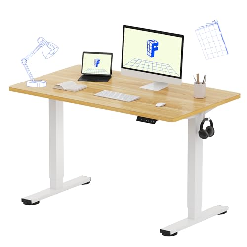 FLEXISPOT EN1 48"x24" One-Piece Standing Desk, Maple | 176 LBS Capacity, Seamless Desktop, Home Office, 4 Memory Presets, Dual Monitor Setup, Anti-Collision - color: Maple (White Frame), size: 47.2 x 23.6 in