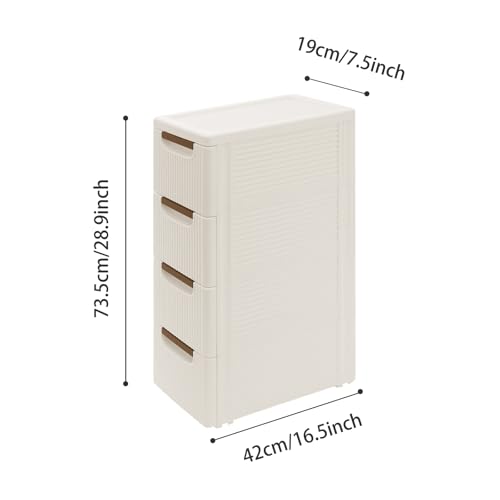 4 Drawers Narrow Storage Cabinet, 4 Tiers Slim Bathroom Storage Cabinet, 16.5" L X 7.5" W X 28.9" H Slim Rolling Cart for Living Room, Kitchen, Bathroom, Office - size: 4 Tiers