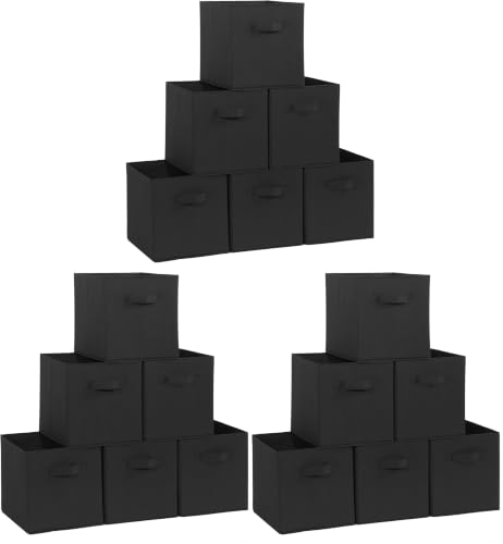 STORAGE MANIAC Storage Cubes, 11 Inch Durable 18 Pack Fabric Foldable Collapsible Bins with Handles for Organization, Closet, Shelves, Offices, Toys, Black - color: Black-6 Pack, size: 11 INCH (Pack of 3)