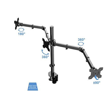 Rocelco Premium Triple Monitor Desk Mount - Standard Pattern Fits 13" - 27" LED LCD Flat Computer Screen - Three Articulated Full Motion Adjustable Arms - Grommet and C Clamp - Black (R DM3) - style: 3 Monitor