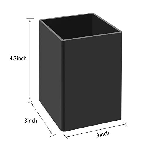 NIUBEE Black Acrylic Pen Holder 4 Pack, Desktop Pencil Cup Stationery Organizer for Office Desk Accessory | Black acrylic pen holder, compact space-saving design; holds pens & makeup brushes for office, school and home desktop - color: Black