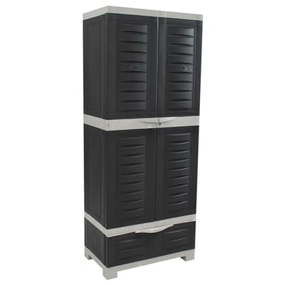 Sunnydaze 57" Garage Storage Cabinet with Locking Doors & Shelves, Charcoal - color: Charcoal, style: With Drawer - 57.5" H