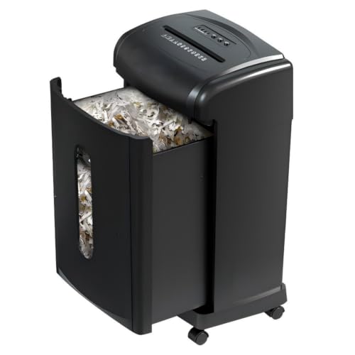 19-Sheet Heavy Duty Cross-Cut Shredder with 7.93 Gallon Pullout Wastebasket and 4 Castor, Large Capacity Paper/Credit Card Shredder for Home, Office, Workshop Cross-Cut Shredder