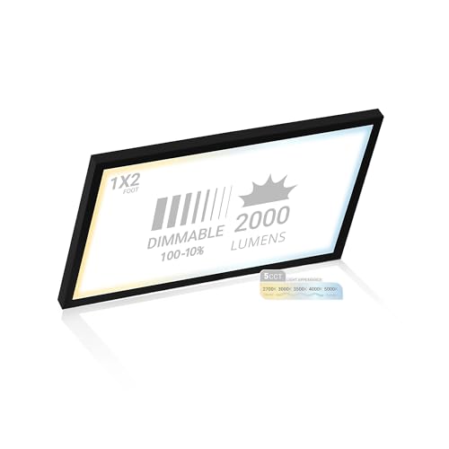 NUWATT Black 1x2 FT LED Flat Panel Light Surface Mount, 2700K-5000K, CRI90