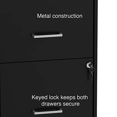 Staples 2-Drawer Vertical File Cabinet, Letter Size, Lockable, Black - color: Black, style: 1 Pack