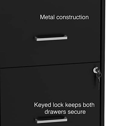 Staples 2-Drawer Vertical File Cabinet, Letter Size, Lockable, Black - color: Black, style: 1 Pack
