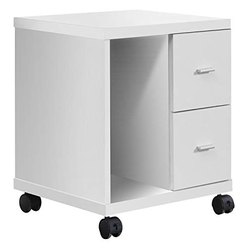 Monarch Specialties White Hollow-Core 2 Drawer Computer Stand on Castors - color: White
