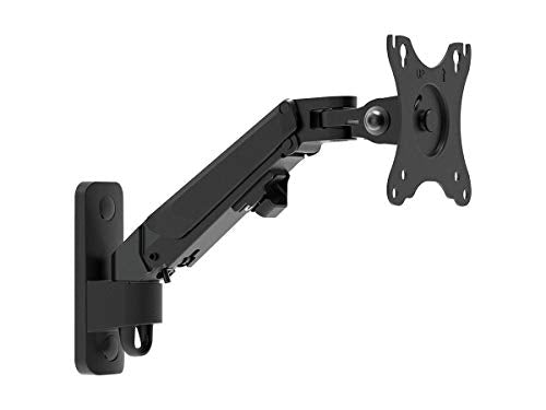 Monoprice Full Motion Wall Mount - for Monitors Up to 27 Inch, Adjustable Gas Spring, 1-Segment, Supports Max Weight 15.4 Pounds, Black - Workstream Collection - style: 1 Segment