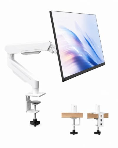 THEARK Single Monitor Desk Mount 17"-32" Screens - Adjustable Mechanical Monitor Arm Computer Monitor Stand up to 19.8 lbs,VESA Arm Desk Mount with C-Clamp and Grommet Base,VESA 75x75/100x100mm,White - color: White