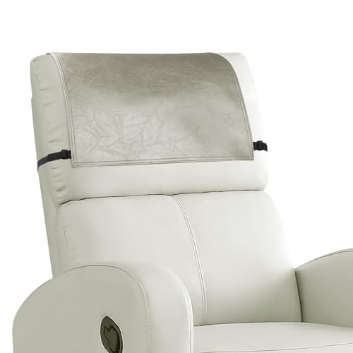 Headrest Cover for Recliner Chair Recliner Headrest Protector Faux Leather Headrest Cover with Elastic Straps Couch Headrest Covers for Furniture Sofa Protector Office Chair 17 x 27In(Taupe) - color: Taupe, size: 17x27 in
