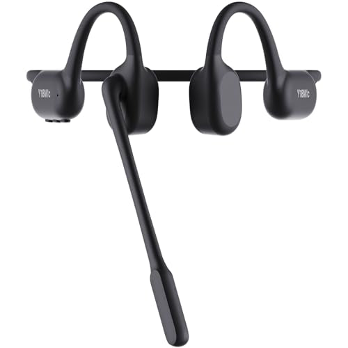 Open-Ear Bone Conduction Headphones with Mic, Trucker Bluetooth 6.1 Headset with ENC DSP Beamforming Noise Canceling Mic, Mute Button 17H Play Dual Connect for Work Calls, Truck