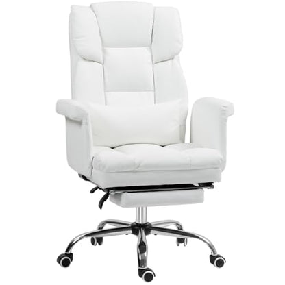 Ergonomic Executive Office Chair with Footrest and Lumbar Support, PU Leather Home Office Desk Chair with Reclining and Swivel
