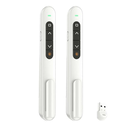 QUI 2 Pack Presentation Clicker with Volume Control, USB, White | RF 2.4GHz USB Presentation Remote Control,PowerPoint Clicker Slide Advancer for Computer, Laptop, Mac - color: White