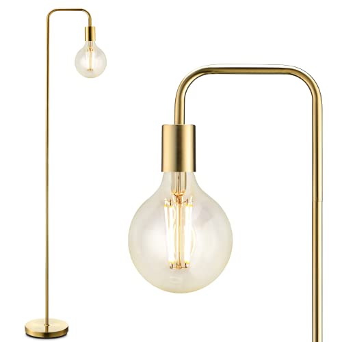 BoostArea Industrial Gold Standing Lamp, 63 Inch, E26 Socket, On/Off Footswitch, ETL Listed, Modern for Bedroom, Living Room, Minimalist, Vintage, Mid-Century, Boho, Metal - color: Gold