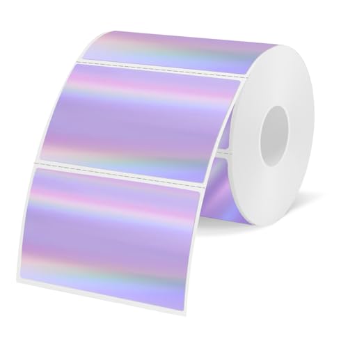 3x2 Inch Holographic Thermal Labels, Purple Thermal Sticker Labels, Rainbow Glitter Thermal Stickers for Price, Barcode, Mailing, Name, DIY Custom Logo Design, 200 Sheets/1 Roll - color: Holographic Purple, size: 2*3 inch