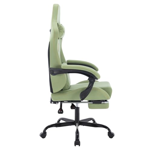 Gaming Chair with Footrest Ergonomic Computer Chair Massage Lumbar Cushion, Racing Video Game Chair Adjustable Rocker Recliner Executive Office Desk Chair Pu Leather for Adults, Green - color: Green3